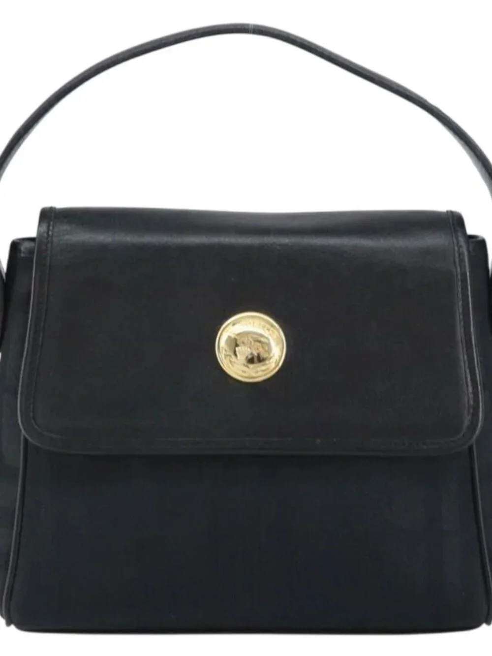 Burberrys Nova Check Hand Bag Leather Canvas Black Gold Auth gh1496 - Picture 2 of 16